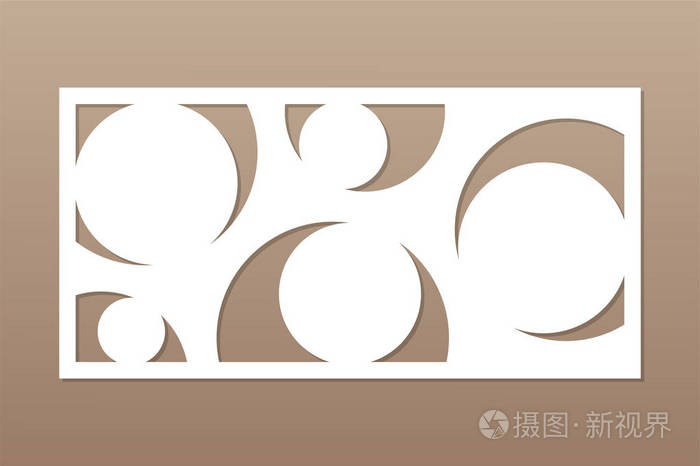 几何艺术圈图案面板.激光切割.比率1:2.矢量插图