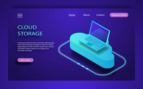 等距平面设计概念云技术数据的传输与存储