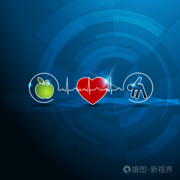 明亮的心脏病符号,健康的生活理念