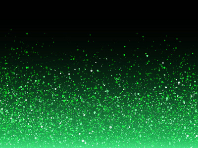 发光粒子的绿色闪光矢量抽象背景与散景效应