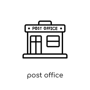 邮局图标。时尚现代平线性向量邮局图标在白色背景从细线交付和后勤汇集, 概述向量例证