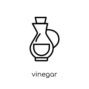 醋图标。时尚现代平面线性向量醋图标在白色背景从细线清洁汇集, 可编辑的轮廓笔划向量例证