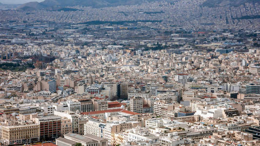 从希腊阿提卡莱卡拜图斯山令人惊叹的雅典城市全景