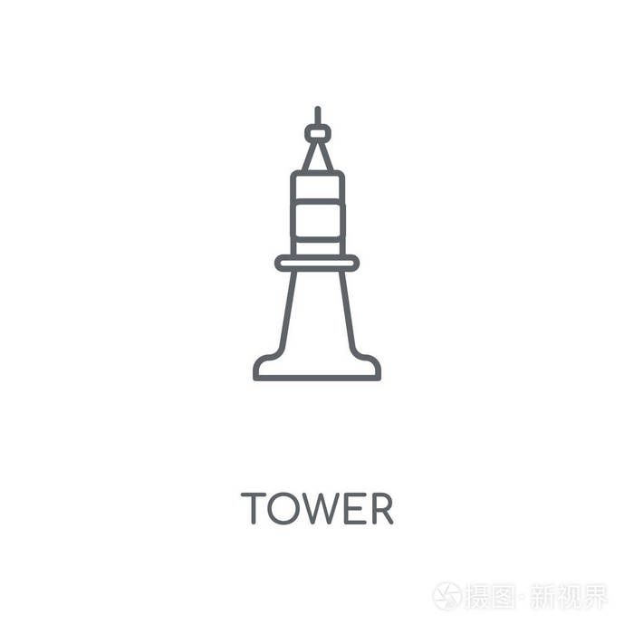 塔线图标塔概念笔画符号设计薄的图形元素向量例证在白色背景上的轮廓