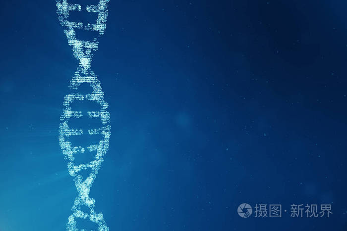 概念二进制编码人类基因组.基因修饰的 dna 分子.3d 插图