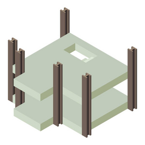 建筑建筑城市图标, 等距3d 风格