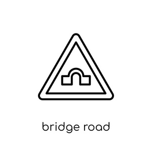 桥梁路标图标。 现代平面线性矢量桥桥