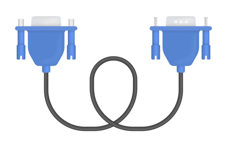 Vga 电缆的逼真矢量图。连接和充电电话移动设备计算机电视平板电脑和游戏控制台的接头或插头