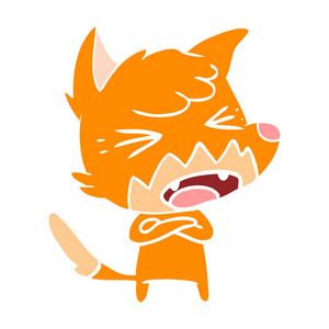 愤怒的扁平颜色风格动画片狐狸
