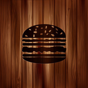 web 汉堡的图标。木制的背景
