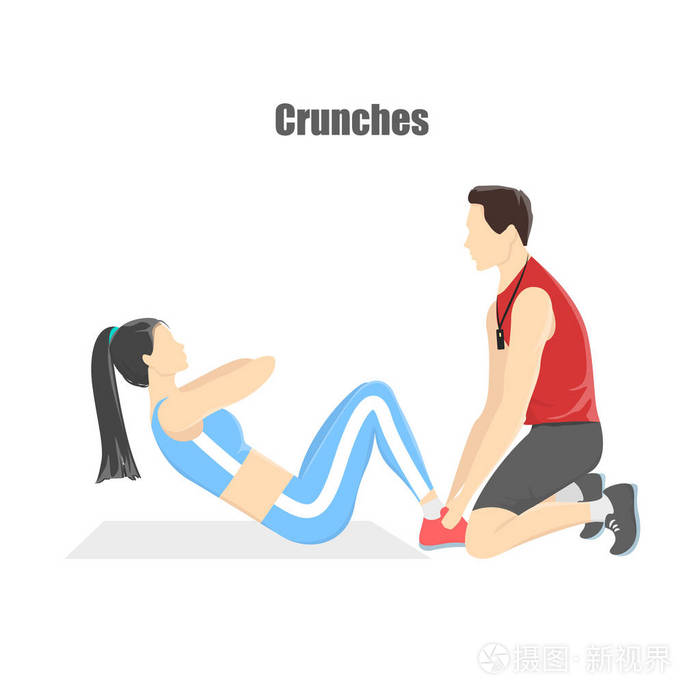 在健身房做仰卧起坐的女人