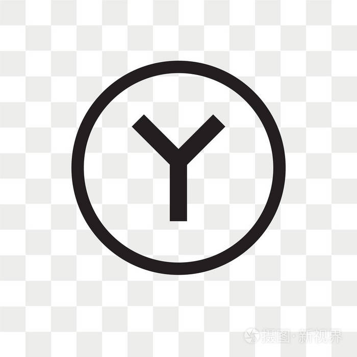 y 形相交矢量图标在透明背景上隔离, y 形相交标志概念