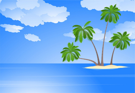 热带岛屿与棕榈树
