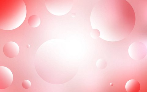 带圆圈形状的浅红色矢量布局。抽象背景上的模糊气泡, 色彩渐变。图案可用于广告传单