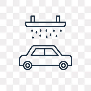 洗车矢量轮廓图标隔离在透明的背景, 高品质的线性洗车透明度的概念可以使用网络和移动
