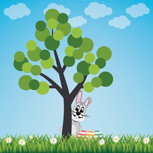 兔子后面自由春景