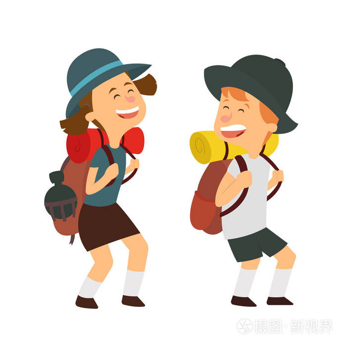 远足休闲旅游集团.矢量插图