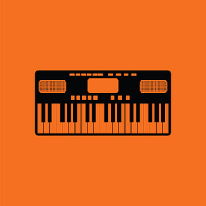 音乐合成器图标。与黑色的橙色背景。矢量图