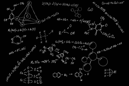 分子模型和公式上黑板背景