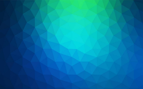 浅蓝色, 绿色矢量抽象马赛克图案。带有渐变的多边形样式的彩色插图。设计的三角形图案