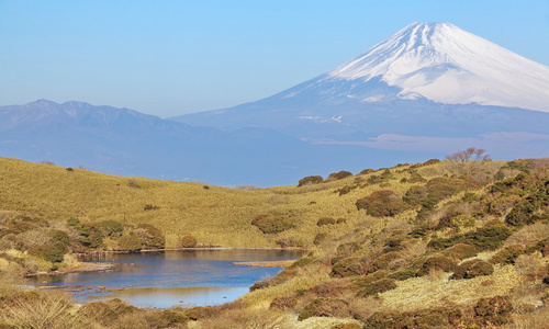 冬天季节从伊豆神奈川县日本富士山