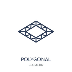 多边形上升信号图标。多边形上升信号线性符号设计从几何收藏。简单的大纲元素向量例证在白色背景