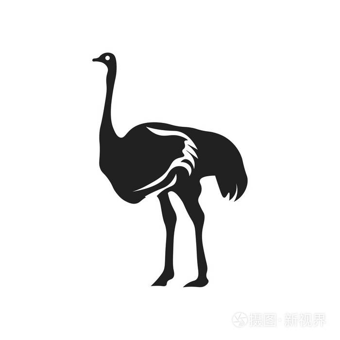 鸵鸟图标矢量隔离白色背景为您的 web 和移动应用程序设计, 鸵鸟标志