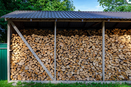 木质背景。冬季木柴干燥, 木柴堆