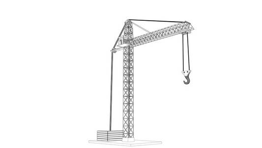三维模型的起重机黑色多边形网格。3d 渲染