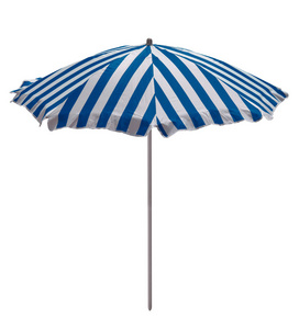 淡蓝色白色条纹沙滩伞, 白色查出。包含剪切路径