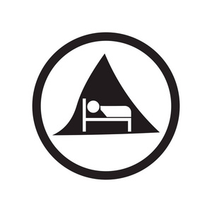 睡在帐篷图标矢量隔离在白色背景为您的 web 和移动应用程序设计, 睡在帐篷徽标概念