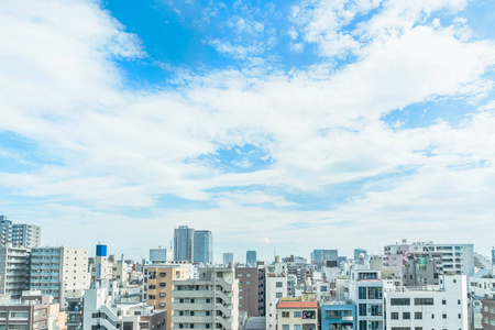 亚洲商业概念房地产与企业建设全景现代城市城市天际线鸟瞰鸟瞰在日本东京太阳蓝天下