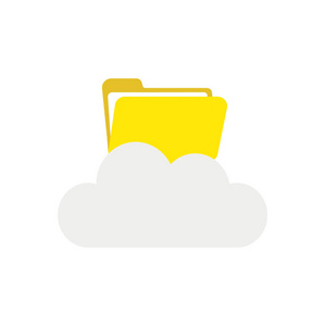 云上打开的文件文件夹的矢量插图图标概念
