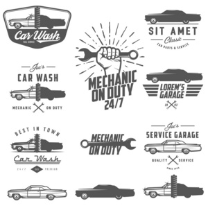 集汽车服务标签 标志 设计元素