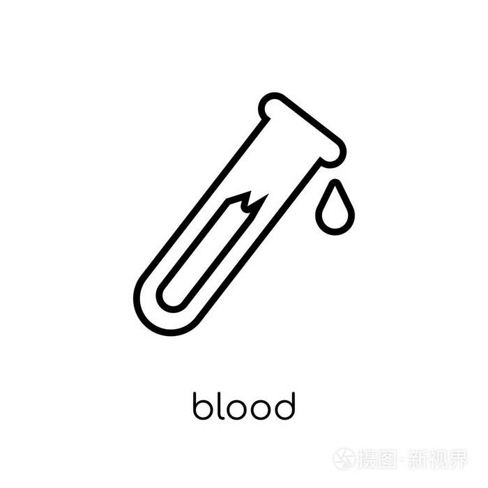 时尚现代平线性向量血液图标在白色背景从细线健康并且医疗汇集, 可