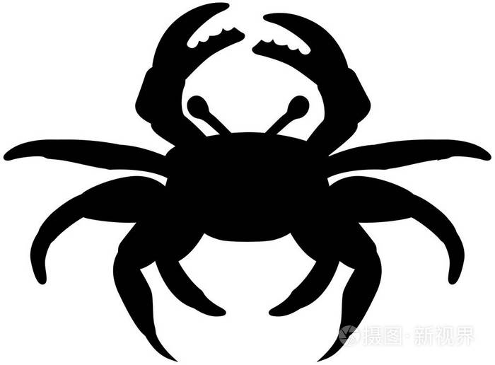 螃蟹黑色剪影海水海洋动物自然例证