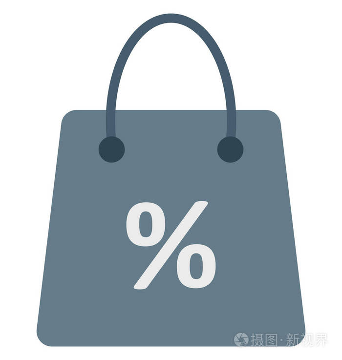 购物袋颜色隔离矢量图标可编辑