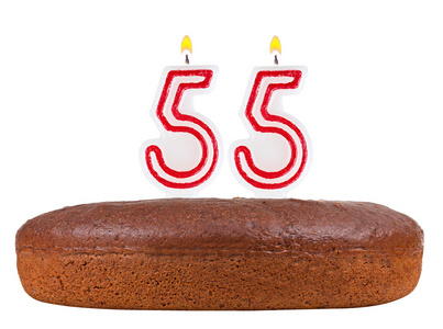 生日蛋糕蜡烛数 55 孤立