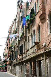 威尼斯, 街道, 单位亚麻布的建筑物