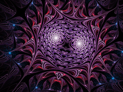 紫色的分形漩涡，数码艺术作品的平面创意设计