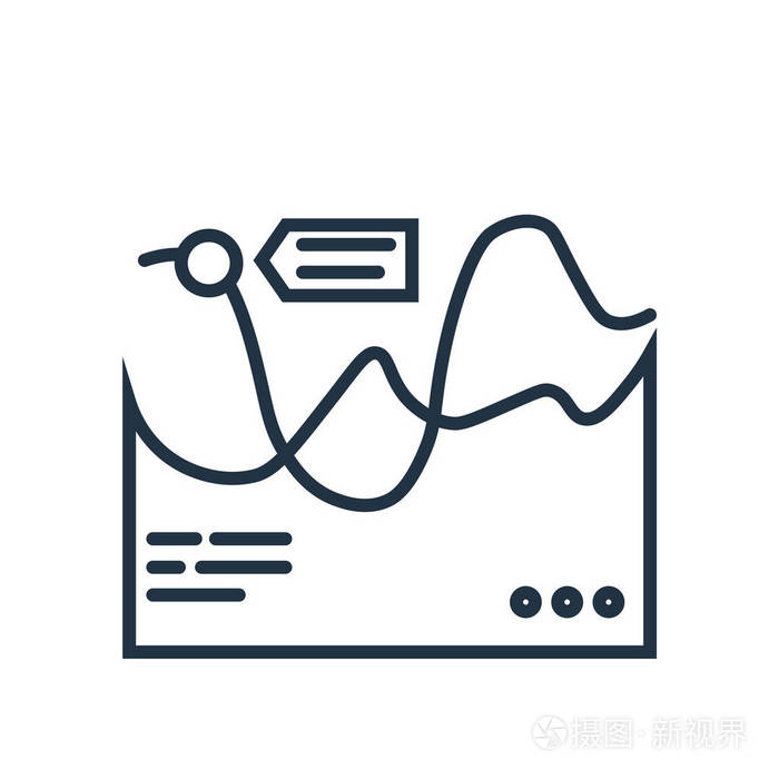 在白色背景上隔离折线图图标向量 折线图透明符号