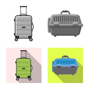 手提箱和行李图标的矢量插图。手提箱和旅途股票向量例证的汇集