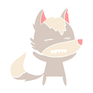 平板彩色动画片狼显示牙齿