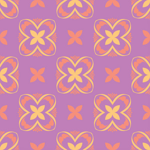花卉无缝图案。明亮的紫罗兰色背景与颜色的设计为墙纸纺织品和织品