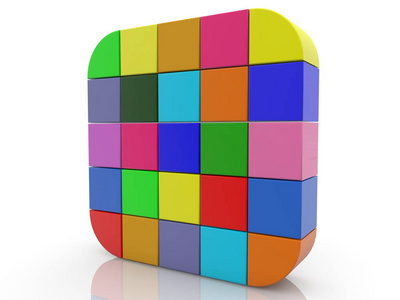 各种颜色的立方体正方形