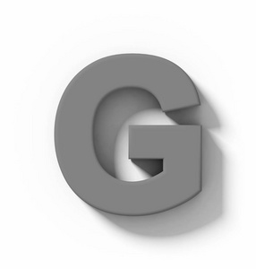 用阴影正交投影3d 渲染在白色上的字母 G 3d 中灰色隔离