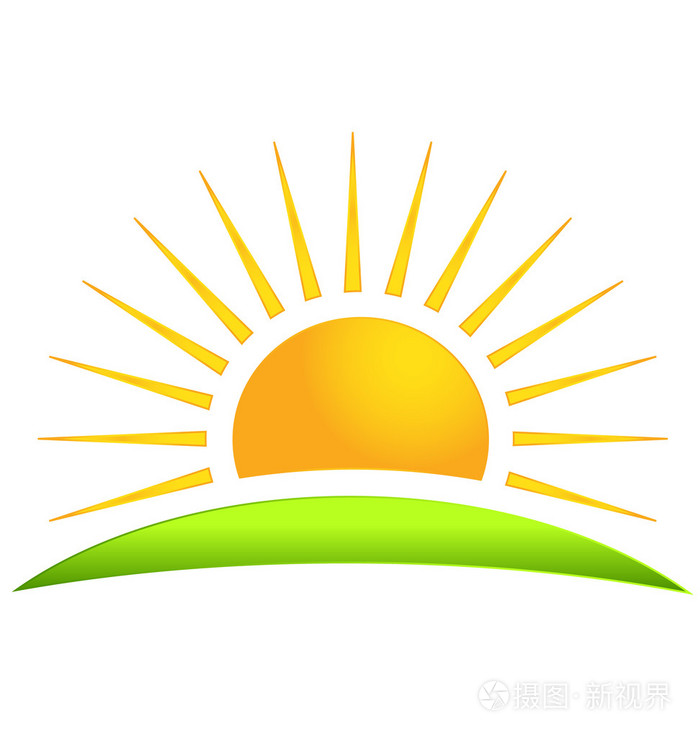 绿水青山带太阳标志矢量图标