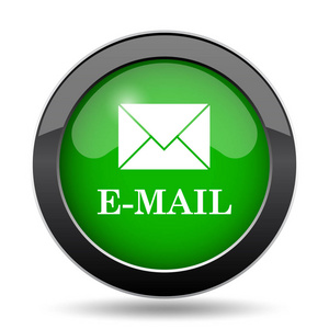 电子邮件图标, 绿色网站按钮白色背景