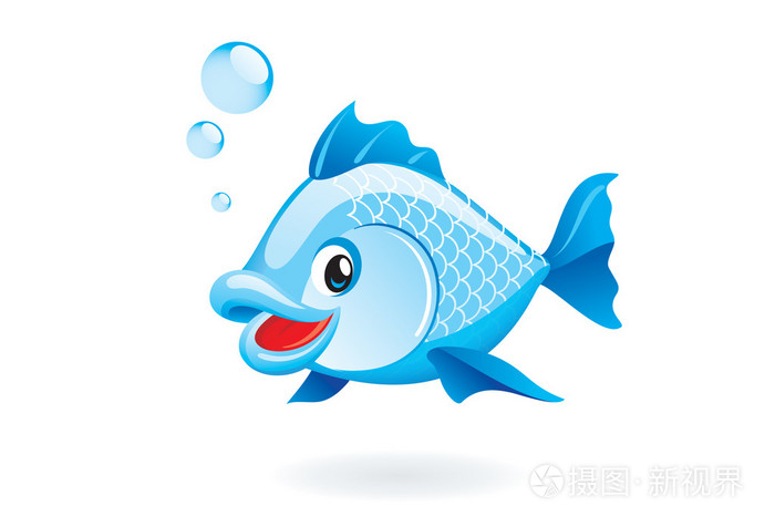 可爱的蓝色卡通鱼