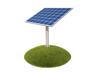 太阳能电池在草地上